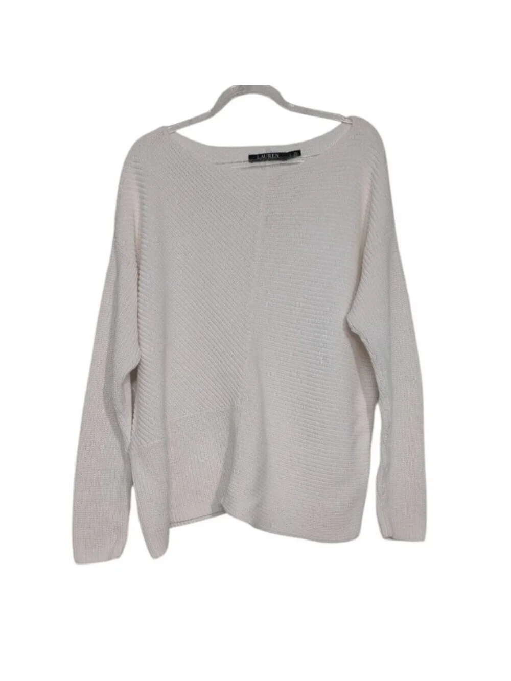 Lauren Ralph Lauren Ribbed Sweater Womens Size Large White Neutral Coastal